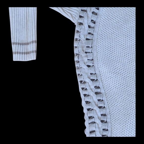 CAbi Slip Stitch Sweater S Oversized Chunky Knit Tunic Lagenlook Pullover Cream - Picture 11 of 16